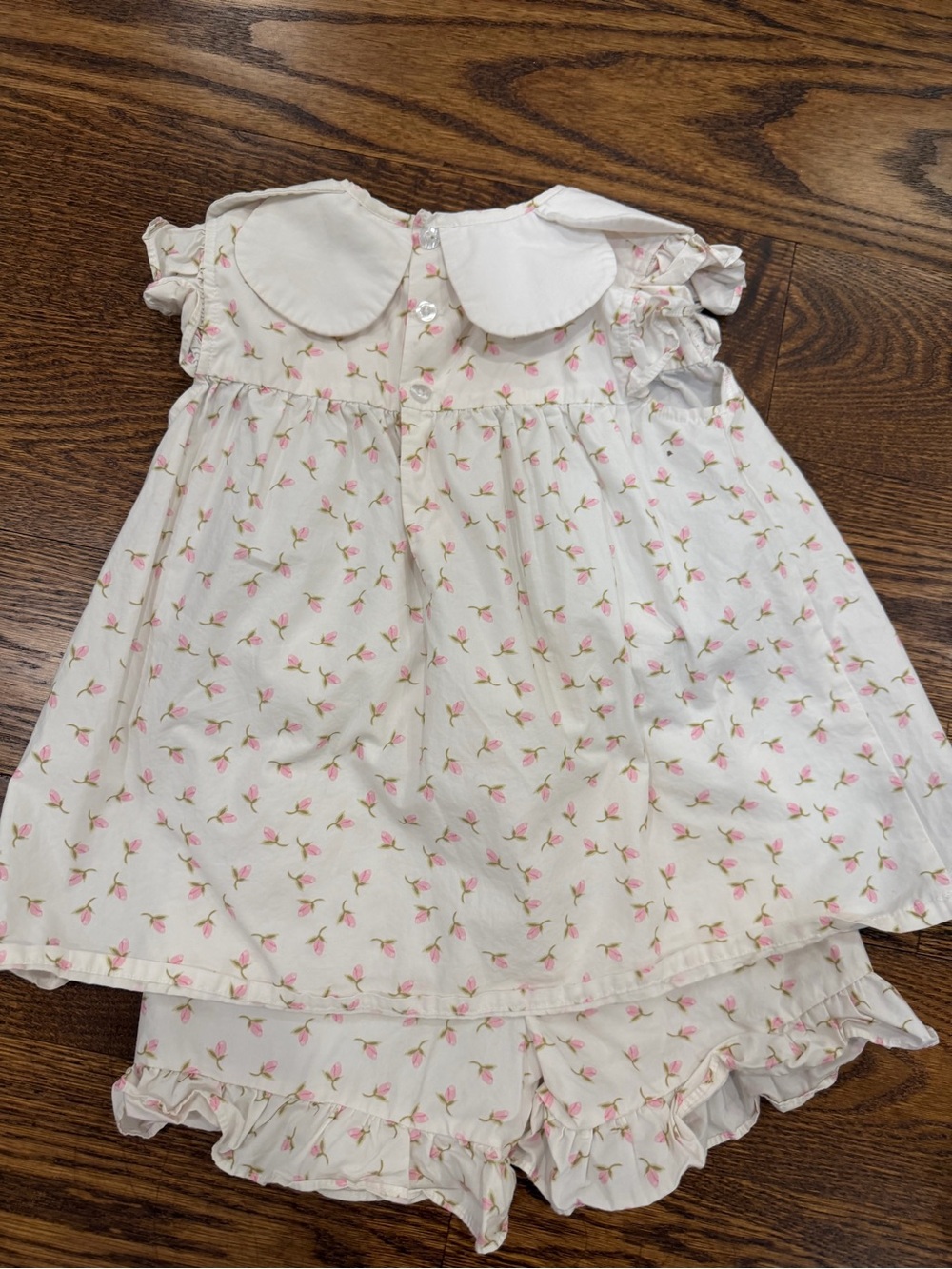 Girls Cream Floral Matching Set with Peter Pan Collar - Picture 6 of 6